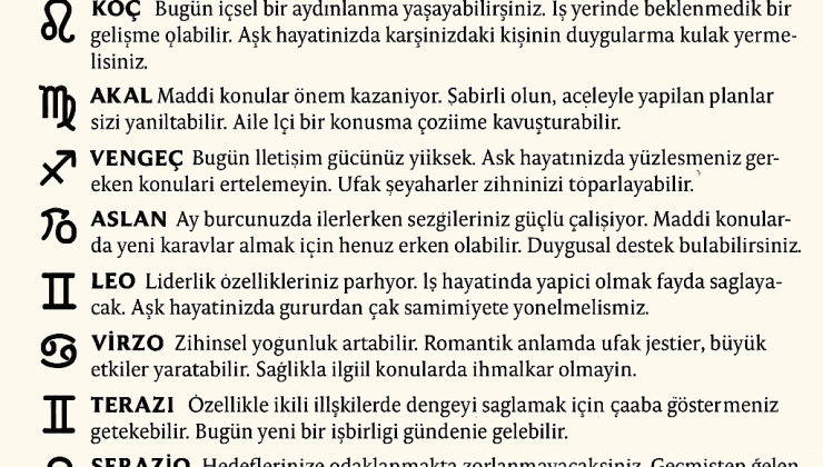 25 Haziran 2025 Günlük Burç Yorumları