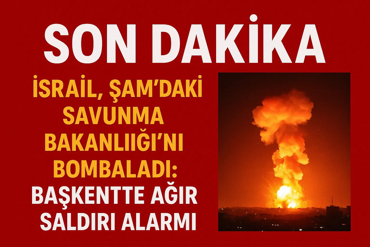 SON DAKİKA | İsrail, Şam’daki Savunma Bakanlığı’nı Bombaladı: Başkentte Ağır Saldırı Alarmı